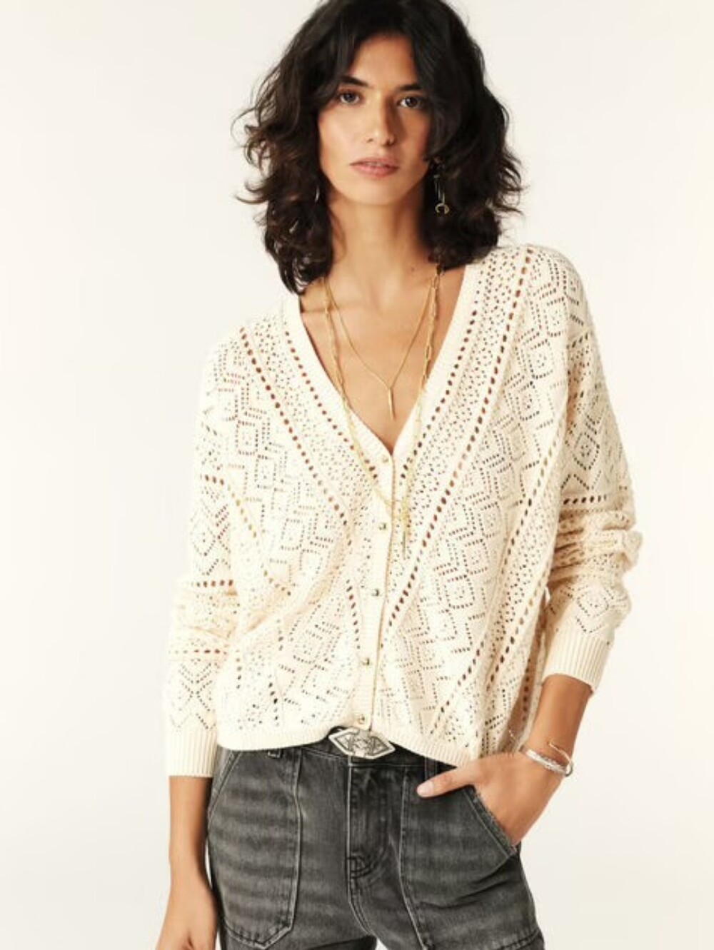 Ba&sh Cyron Openwork knit cardigan